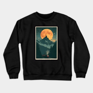 A Train and a Fortress under the Moon - Fantasy Crewneck Sweatshirt